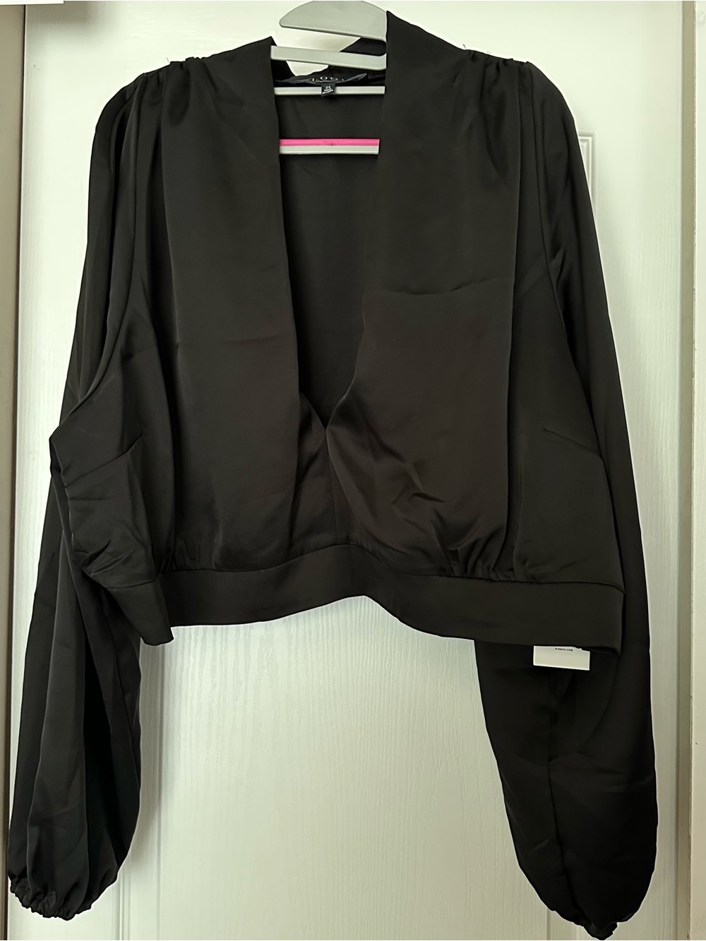 Eloquii Black Open-Front Draped top